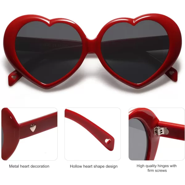 SOJOS Sunglasses Womens Heart Shaped Sunglasses Vintage Retro Glasses SJ2252Red