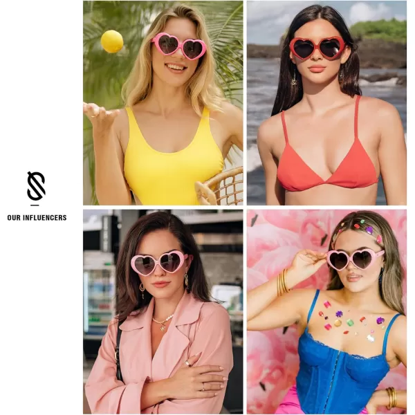 SOJOS Sunglasses Womens Heart Shaped Sunglasses Vintage Retro Glasses SJ2252Red
