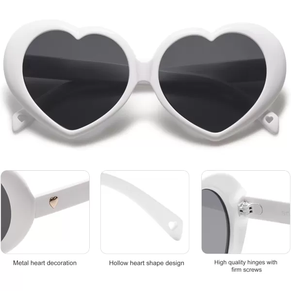 SOJOS Sunglasses Womens Heart Shaped Sunglasses Vintage Retro Glasses SJ2252White