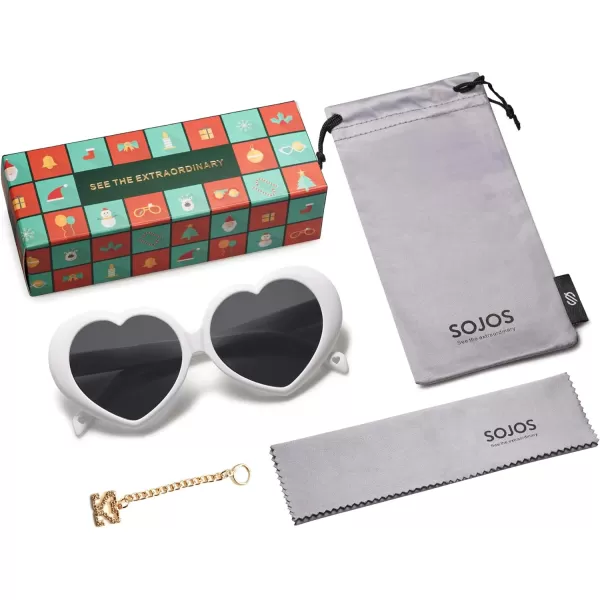 SOJOS Sunglasses Womens Heart Shaped Sunglasses Vintage Retro Glasses SJ2252White
