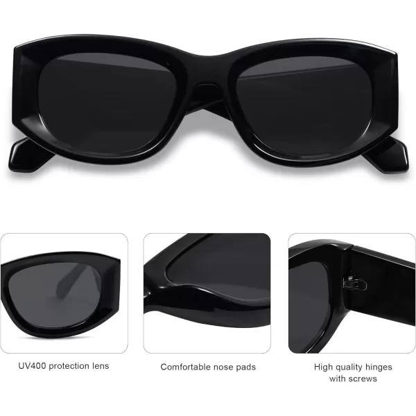 SOJOS Sunglasses Womens Mens Trendy 2023 Y2K Square Retro ShadesBlack