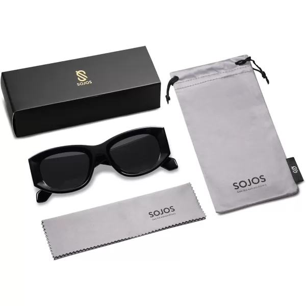 SOJOS Sunglasses Womens Mens Trendy 2023 Y2K Square Retro ShadesBlack