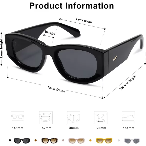 SOJOS Sunglasses Womens Mens Trendy 2023 Y2K Square Retro ShadesBlack