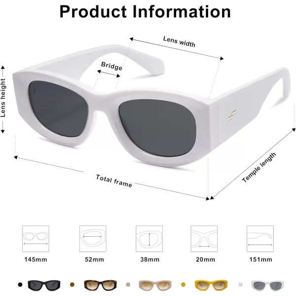 SOJOS Sunglasses Womens Mens Trendy 2023 Y2K Square Retro ShadesWhite