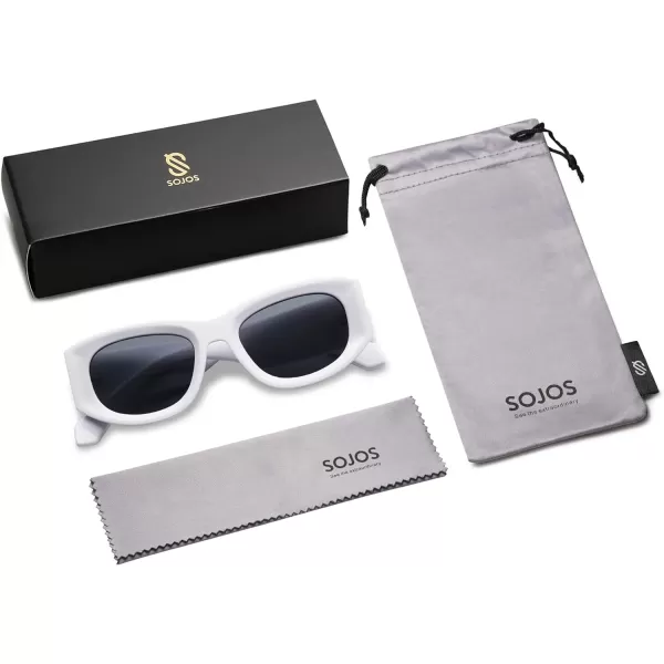 SOJOS Sunglasses Womens Mens Trendy 2023 Y2K Square Retro ShadesWhite