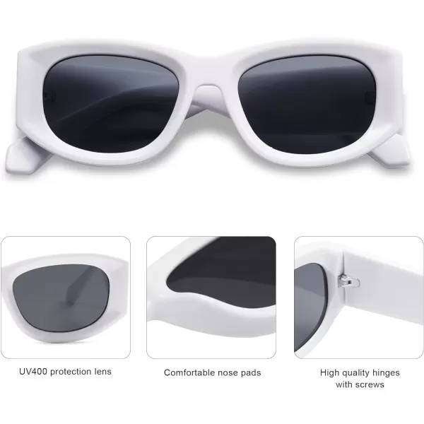 SOJOS Sunglasses Womens Mens Trendy 2023 Y2K Square Retro ShadesWhite