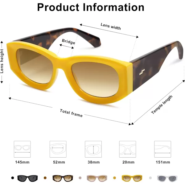 SOJOS Sunglasses Womens Mens Trendy 2023 Y2K Square Retro ShadesYellow
