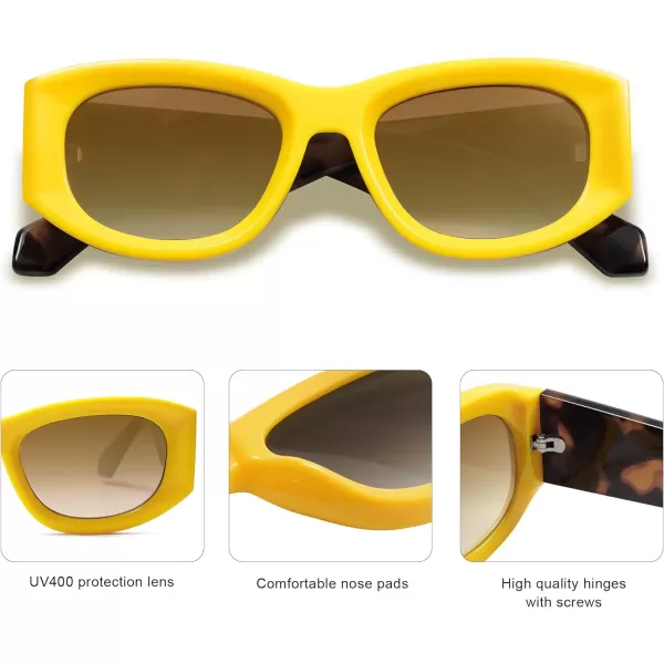 SOJOS Sunglasses Womens Mens Trendy 2023 Y2K Square Retro ShadesYellow