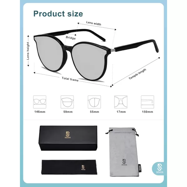 SOJOS Sunglasses Womens Trendy 2023Dark Black