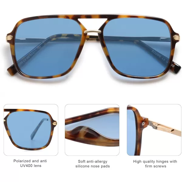 SOJOS Sunglasses for Women amp Men Retro Polarized Lens Trendy Aviator 90s Shades SJ2229BrownBlue