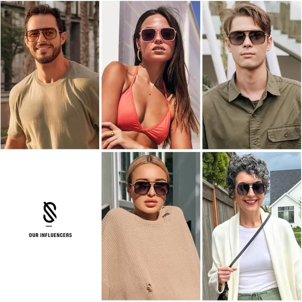 SOJOS Sunglasses for Women amp Men Retro Polarized Lens Trendy Aviator 90s Shades SJ2229BrownBlue