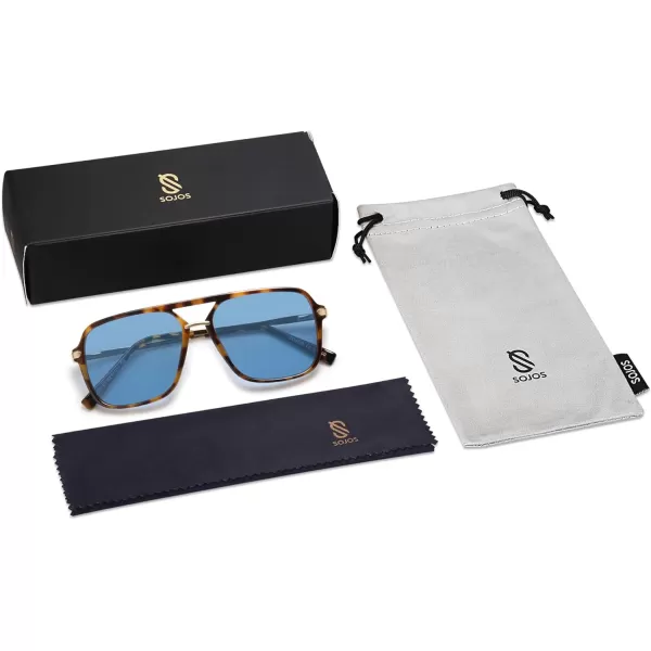 SOJOS Sunglasses for Women amp Men Retro Polarized Lens Trendy Aviator 90s Shades SJ2229BrownBlue