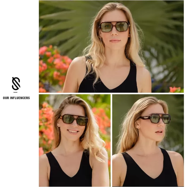 SOJOS Trendy Aviator Sunglasses for Womens Mens PolarizedHexagonal Square Double Bridge Designer Inspired Sun Glasses SJ2288Coffee