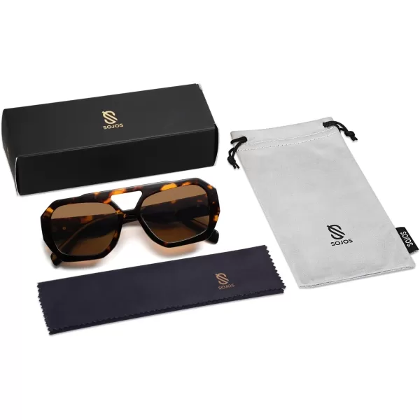 SOJOS Trendy Aviator Sunglasses for Womens Mens PolarizedHexagonal Square Double Bridge Designer Inspired Sun Glasses SJ2288Multicolor