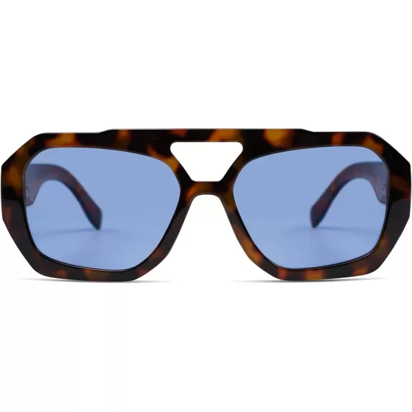 SOJOS Trendy Aviator Sunglasses for Womens Mens PolarizedHexagonal Square Double Bridge Designer Inspired Sun Glasses SJ2288Tortoise