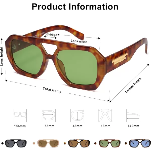 SOJOS Trendy Aviator Sunglasses for Womens Mens PolarizedHexagonal Square Double Bridge Designer Inspired Sun Glasses SJ2288Yellow