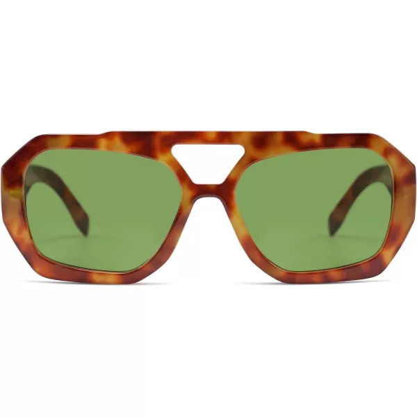 SOJOS Trendy Aviator Sunglasses for Womens Mens PolarizedHexagonal Square Double Bridge Designer Inspired Sun Glasses SJ2288Yellow