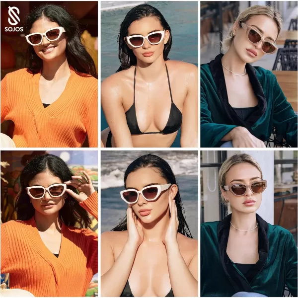 SOJOS Trendy Cute Cat Eye Polarized Sunglasses for Women Fashion Cateye Womens Sunnies SJ2237Crystal Green