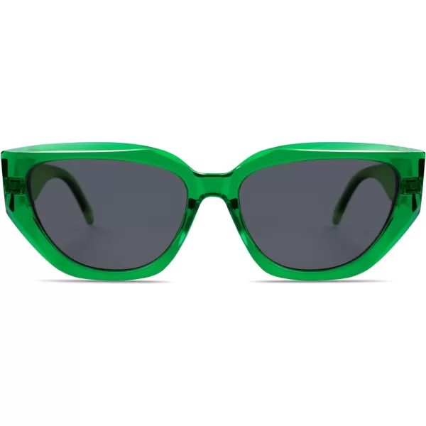 SOJOS Trendy Cute Cat Eye Polarized Sunglasses for Women Fashion Cateye Womens Sunnies SJ2237Crystal Green