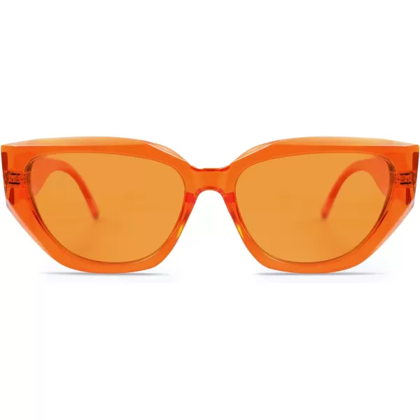 SOJOS Trendy Cute Cat Eye Polarized Sunglasses for Women Fashion Cateye Womens Sunnies SJ2237Crystal Orange