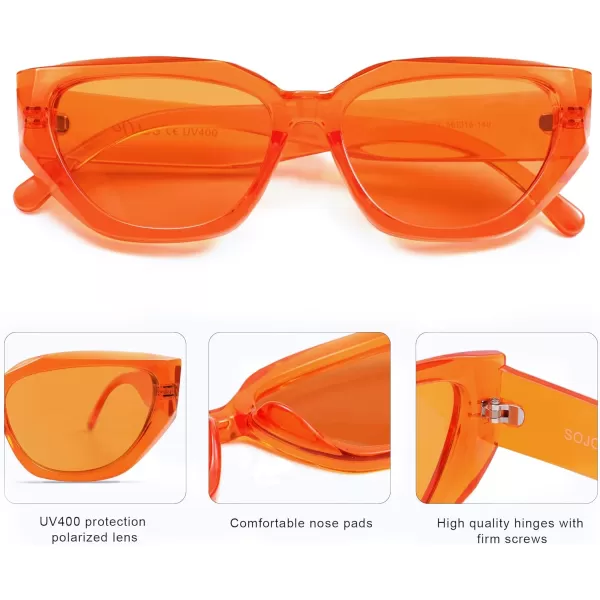 SOJOS Trendy Cute Cat Eye Polarized Sunglasses for Women Fashion Cateye Womens Sunnies SJ2237Crystal Orange