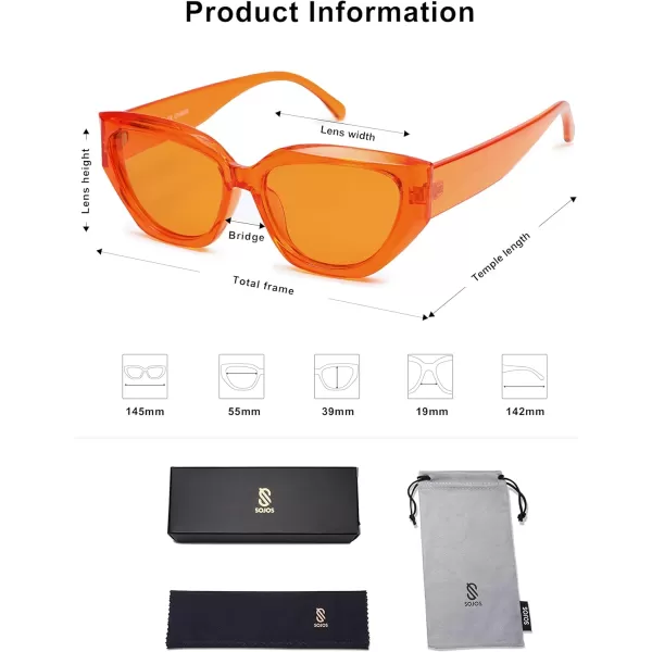 SOJOS Trendy Cute Cat Eye Polarized Sunglasses for Women Fashion Cateye Womens Sunnies SJ2237Crystal Orange