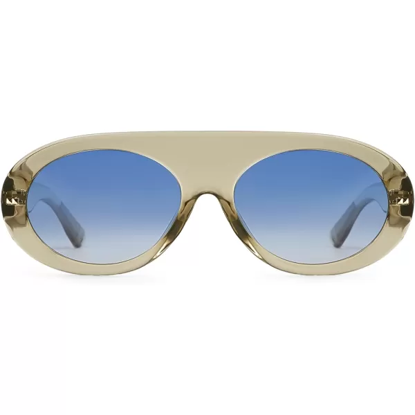 SOJOS Trendy Flat Top Polarized Sunglasses for Women Men Retro Chunky Frame Oval Lens Sun Glasses SJ2279Grey