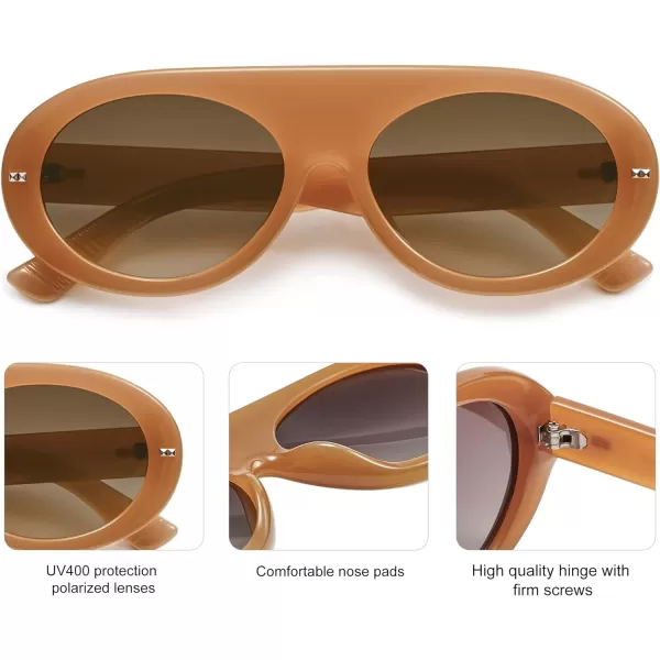 SOJOS Trendy Flat Top Polarized Sunglasses for Women Men Retro Chunky Frame Oval Lens Sun Glasses SJ2279Orange