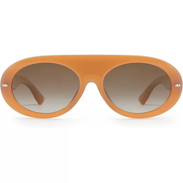 SOJOS Trendy Flat Top Polarized Sunglasses for Women Men Retro Chunky Frame Oval Lens Sun Glasses SJ2279Orange