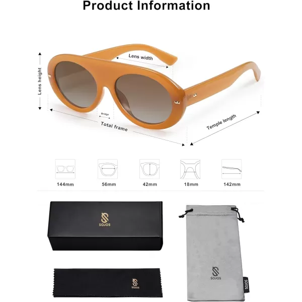 SOJOS Trendy Flat Top Polarized Sunglasses for Women Men Retro Chunky Frame Oval Lens Sun Glasses SJ2279Orange