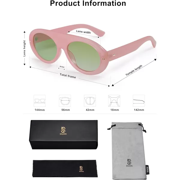 SOJOS Trendy Flat Top Polarized Sunglasses for Women Men Retro Chunky Frame Oval Lens Sun Glasses SJ2279Pink