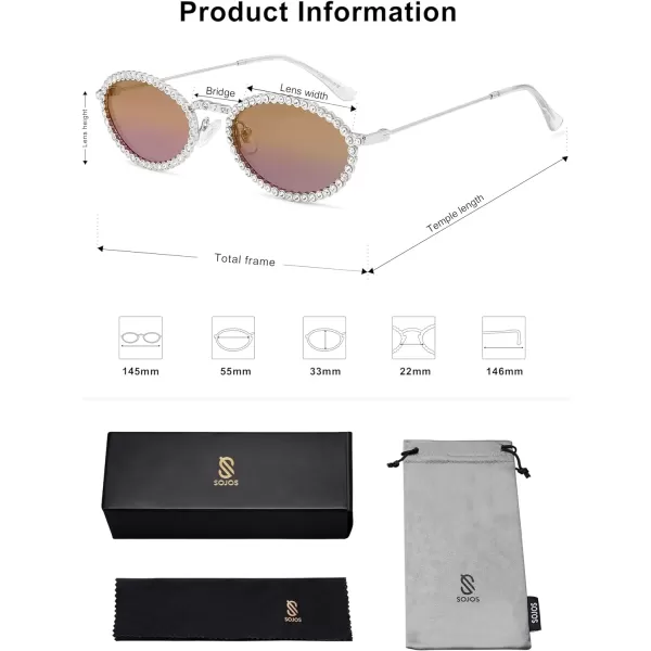 SOJOS Trendy Oval Rhinestone Sunglasses for Women 90s Styles Bling Hippie Sun Glasses Small Face Disco Accessories SJ1205Multicolor