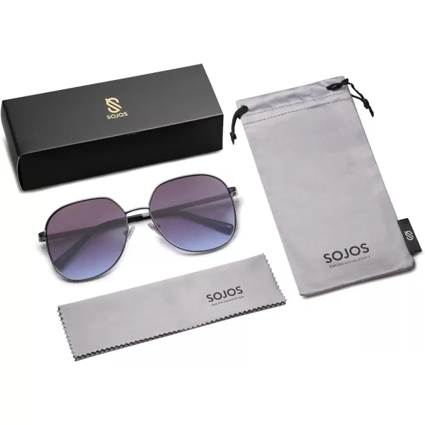 SOJOS Trendy Oversized Hexagonal Sunglasses for Women Men Stylish UV400 Sunnies with Spring Hinges SJ1210Light GunmetalPurple