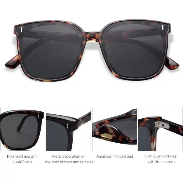 SOJOS Trendy Oversized Sunglasses for Women and MenTortoiseGrey
