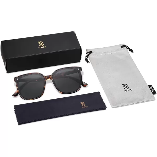 SOJOS Trendy Oversized Sunglasses for Women and MenTortoiseGrey