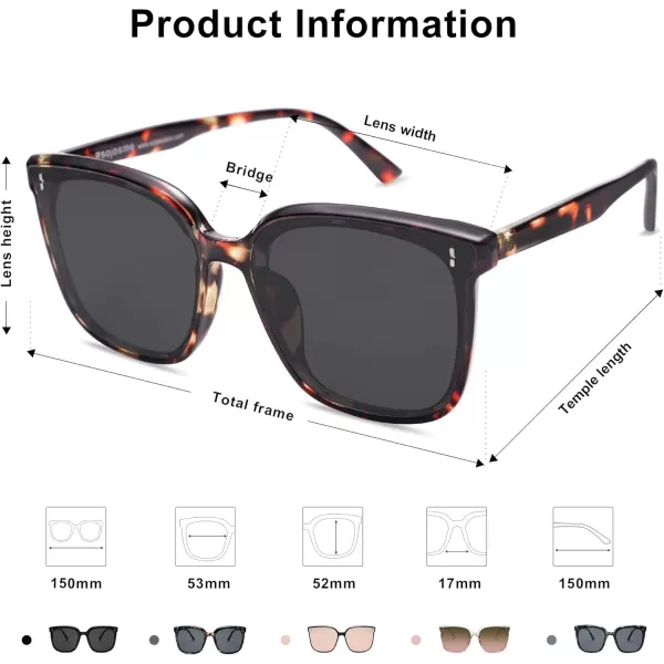SOJOS Trendy Oversized Sunglasses for Women and MenTortoiseGrey