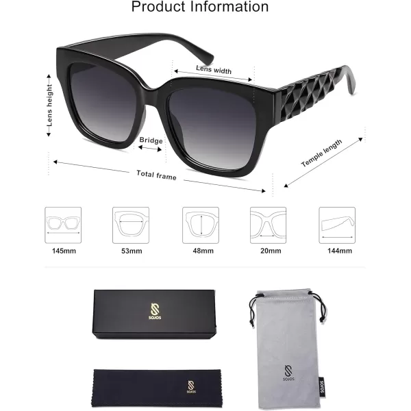 SOJOS Trendy Polarized Square Sunglasses WomensRetro Oversized Women Thick Sun Glasses SJ2217Black