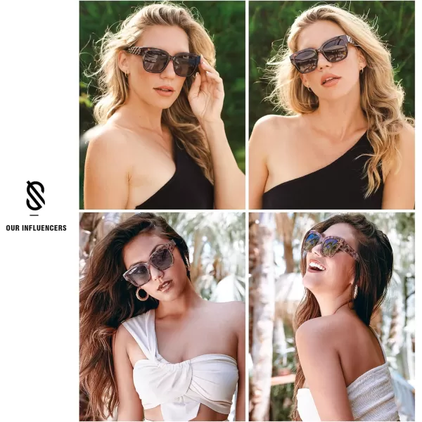 SOJOS Trendy Polarized Square Sunglasses WomensRetro Oversized Women Thick Sun Glasses SJ2217Brow Tortoise