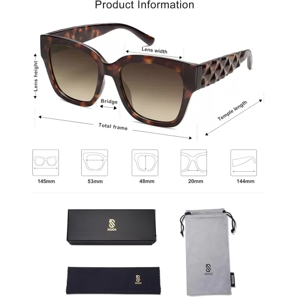 SOJOS Trendy Polarized Square Sunglasses WomensRetro Oversized Women Thick Sun Glasses SJ2217Brow Tortoise