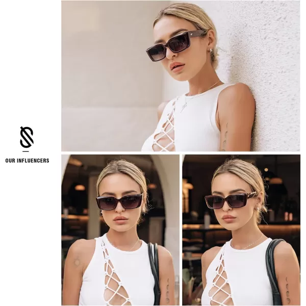 SOJOS Trendy Rectangular Sunglasses Womens Face 90s Retro Shades Sunnies Gafas de sole Chunky Angular Cornor Frame SJ2238Multicolor