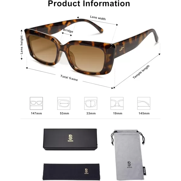 SOJOS Trendy Rectangular Sunglasses Womens Face 90s Retro Shades Sunnies Gafas de sole Chunky Angular Cornor Frame SJ2238Multicolor