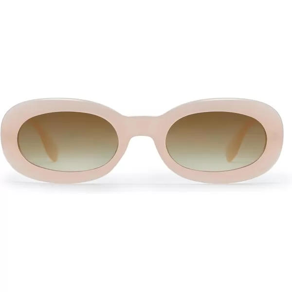 SOJOS Trendy Retro Oval Polarized Sunglasses for Women Men 90s Styles Sun Glasses Small Face Clout Goggles SJ2276Beige