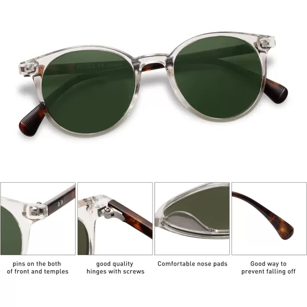SOJOS Trendy Round Sunglasses for Women and MenClearGreen