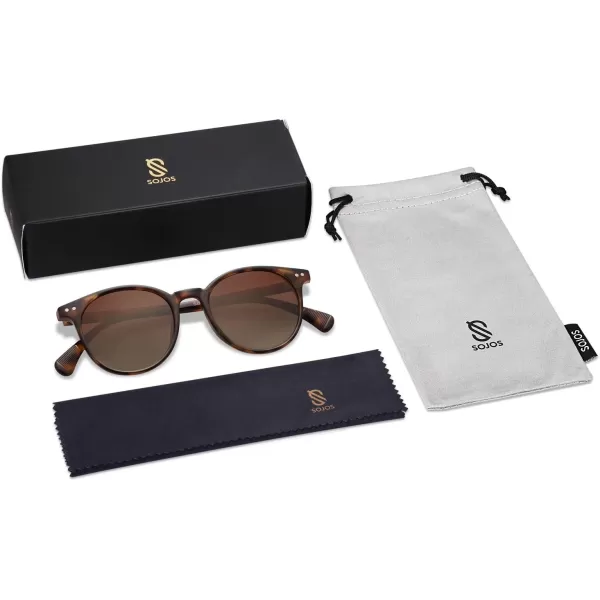 SOJOS Trendy Round Sunglasses for Women and MenTortoiseGradient Brown