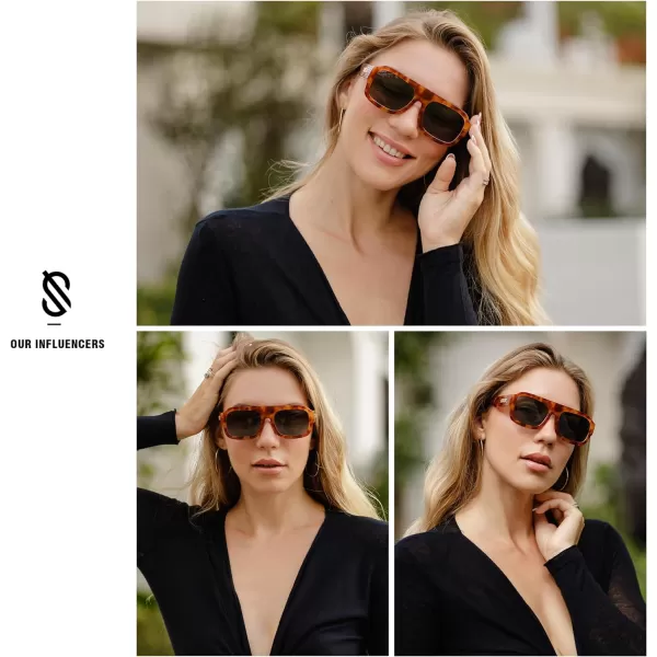 SOJOS Trendy Square Aviator Sunglasses for Womens Mens Polarized Flat Top Designer Inspired UV400 Sun Glasses SJ2281Burgundy