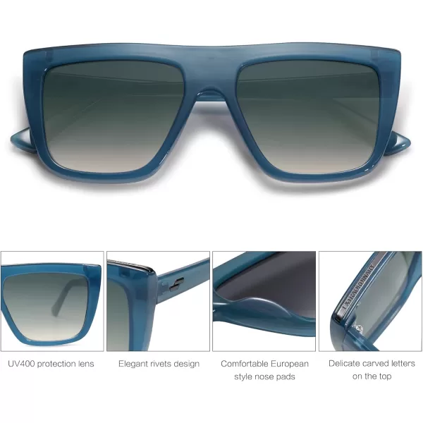 SOJOS Trendy Square Sunglasses for Women Men Retro Flat Top Oversized UV400 SunniesBlueGrey