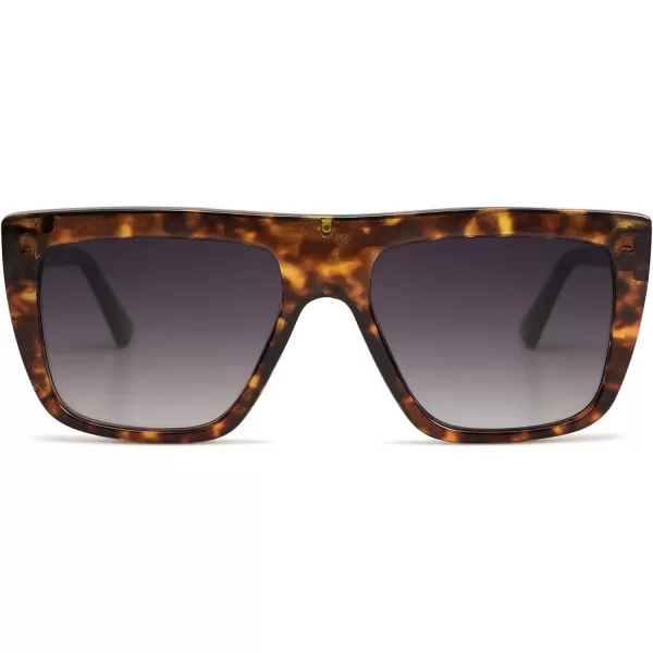 SOJOS Trendy Square Sunglasses for Women Men Retro Flat Top Oversized UV400 SunniesDark TortoiseGrey