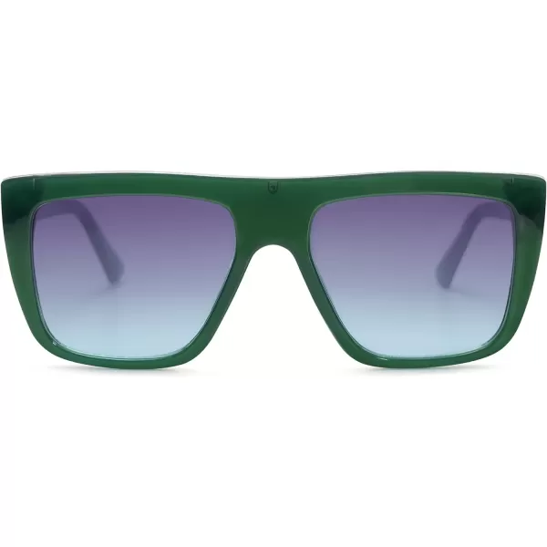 SOJOS Trendy Square Sunglasses for Women Men Retro Flat Top Oversized UV400 SunniesGreenBluish Grey