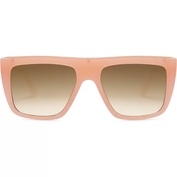 SOJOS Trendy Square Sunglasses for Women Men Retro Flat Top Oversized UV400 SunniesPinkBrown