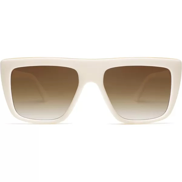 SOJOS Trendy Square Sunglasses for Women Men Retro Flat Top Oversized UV400 SunniesWhiteBrown